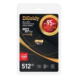 Карта памяти Digoldy 512GB microSDXC Class 10 UHS-1 Extreme Pro (U3) без адаптера SD 95 MB/s