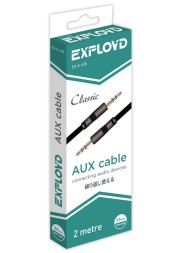 Кабель/Exployd/AUX/Jack 3,5mm (M) - Jack 3,5mm (M)/плоский/стерео/аудио/2M/чёрный/Classic/EX-K-635