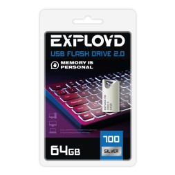 USB флэш-накопитель Exployd 64GB mini металл 700 Silver 2.0