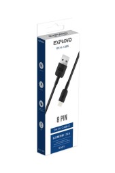 Дата-кабель/Exployd/USB - 8 Pin/круглый/силикон/чёрный/0.25М/2.4A/Easy/EX-K-1385