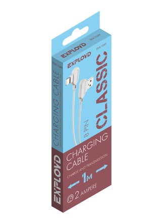 Дата-кабель/Exployd/USB - 8 Pin/круглый/силикон/белый/1М/2A/Classic/EX-K-1049