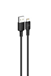 Дата-кабель/Exployd/USB - 8 pin/круглый/силикон/чёрный/1М/3A/soft silicone/EX-K-1499