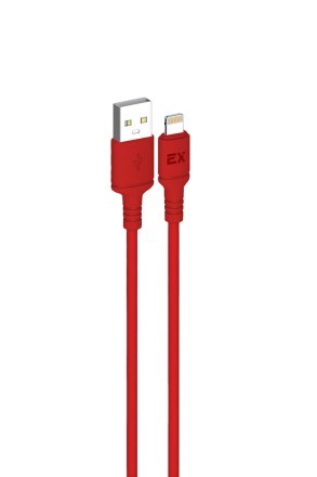 Дата-кабель/Exployd/USB - 8 pin/круглый/силикон/красный/1М/3A/soft silicone/EX-K-1501