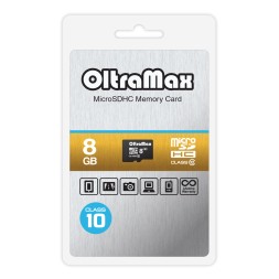 Карта памяти OltraMax 8GB microSDHC Class 10 без адаптера