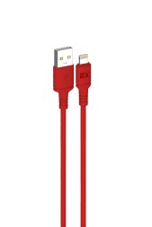 Дата-кабель/Exployd/USB - 8 pin/круглый/силикон/красный/2М/3A/soft silicone/EX-K-1504