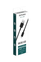 Дата-кабель/Exployd/USB - microUSB/круглый/силикон/чёрный/2М/2.4A/Easy/EX-K-1389