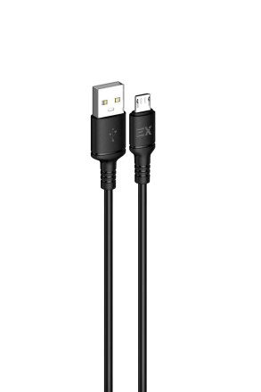 Дата-кабель/Exployd/USB - microUSB/круглый/силикон/чёрный/1М/2.4A/soft silicone/EX-K-1493