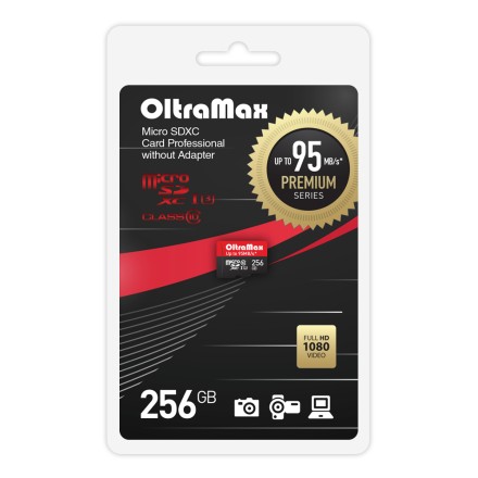 Карта памяти OltraMax 256GB microSDXC Class 10 UHS-1 Premium (U3) без адаптера SD 95 MB/s