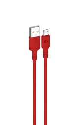 Дата-кабель/Exployd/USB - microUSB/круглый/силикон/красный/2М/2.4A/soft silicone/EX-K-1498
