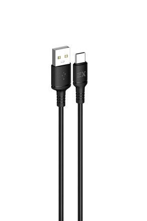 Дата-кабель/Exployd/USB - TYPE-C/круглый/силикон/чёрный/1М/3A/soft silicone/EX-K-1505