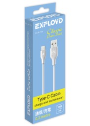 Дата-кабель/Exployd/USB - TYPE-C/круглый/белый/0.2М/Power Bank/Classic/EX-K-734