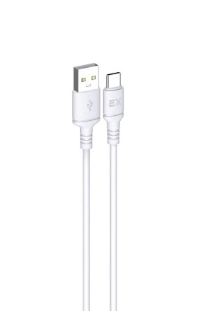 Дата-кабель/Exployd/USB - TYPE-C/круглый/силикон/белый/1М/3A/soft silicone/EX-K-1506