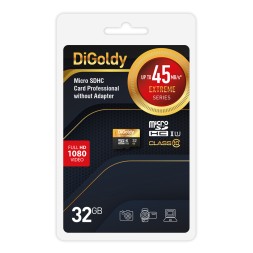 Карта памяти Digoldy 32GB microSDHC Class 10 UHS-1 Extreme без адаптера SD 45 MB/s