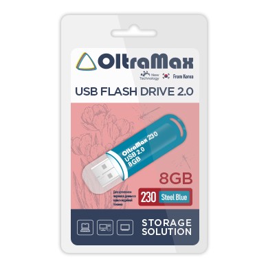 USB флэш-накопитель OltraMax 8GB 230 Steel Blue