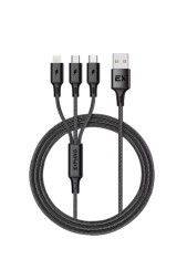 Дата-кабель/Exployd/USB - microUSB/8 Pin/TYPE-C/круглый/нейлон/чёрный/3 в 1/1.2М/2.4A/Easy/EX-K-1417