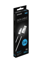 Дата-кабель/Exployd/USB - TYPE-C/круглый/нейлон/серебро/1М/2.4A/Ray/EX-K-1214