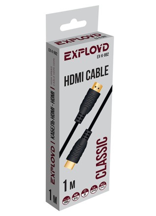 Кабель/Exployd/HDMI-HDMI/V1.4/круглый/чёрный/1М/Classic/EX-K-992