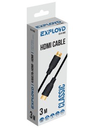 Кабель/Exployd/HDMI-HDMI/V1.4/круглый/чёрный/3М/Classic/EX-K-993