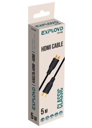 Кабель/Exployd/HDMI-HDMI/V1.4/круглый/чёрный/5М/Classic/EX-K-994