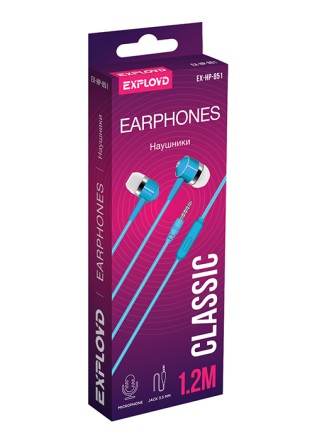Наушники внутриканальные/Exployd/3.5mm/синий/1.2М/Classic/EX-HP-851