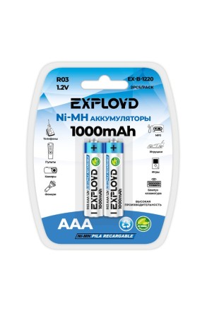 Аккумулятор AAA Exployd/R03-2BL/1000mAh/в пластиковой упаковке/1.2B(2/20/200)EX-B-1220