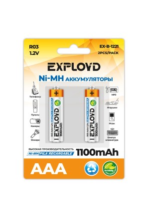 Аккумулятор AAA Exployd/R03-2BL/1100mAh/1.2B(2/20/200)EX-B-1221