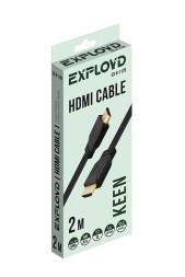 Кабель/Exployd/HDMI-HDMI/V1.4/плоский/чёрный/2М/Keen/EX-K-1178