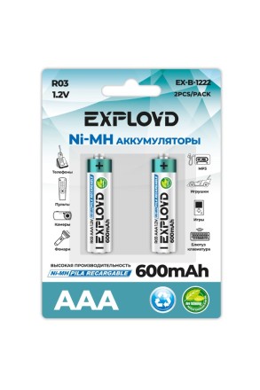 Аккумулятор AAA Exployd/R03-2BL/600mAh/1.2B(2/20/200)EX-B-1222
