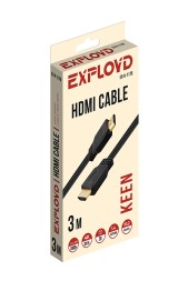 Кабель/Exployd/HDMI-HDMI/V1.4/плоский/чёрный/3М/Keen/EX-K-1179