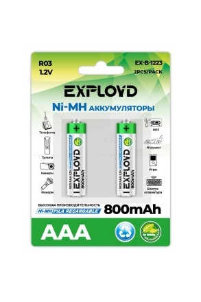 Аккумулятор AAA Exployd/R03-2BL/800mAh/1.2B(2/20/200)EX-B-1223