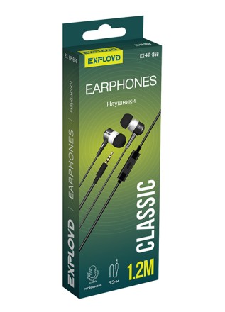Наушники внутриканальные/Exployd/3.5mm/чёрный/1.2М/Classic/EX-HP-859