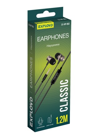Наушники внутриканальные/Exployd/3.5mm/чёрный/1.2М/Classic/EX-HP-862