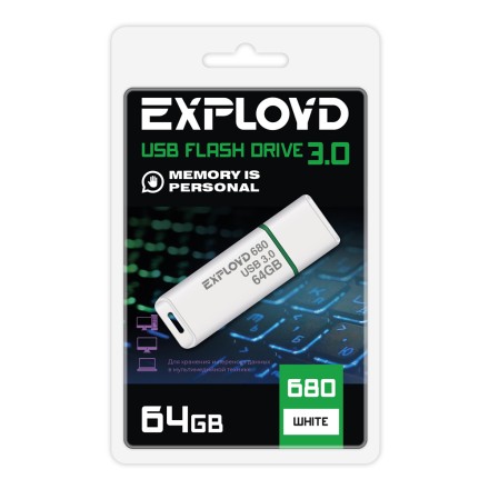 USB флэш-накопитель Exployd 64GB 680 White 3.0