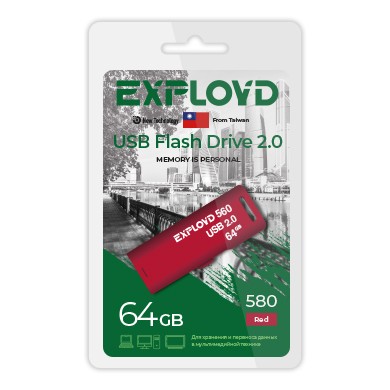 USB флэш-накопитель Exployd 64GB 580 Red