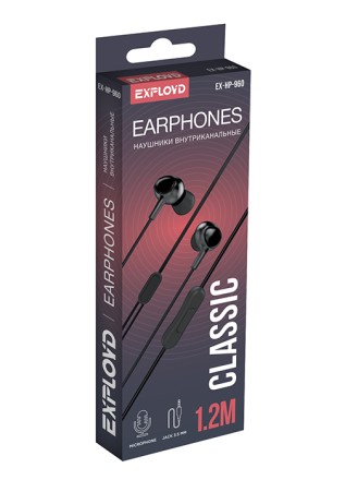 Наушники внутриканальные/Exployd/3.5mm/чёрный/1.2М/Classic/EX-HP-960