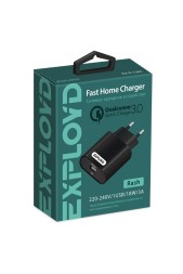 Сетевое ЗУ/Exployd/1хUSB 3A/QC3.0/18W/чёрный/Rash/EX-Z-1365