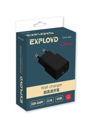 Сетевое ЗУ/Exployd/2.1A/1хUSB/чёрный/Classic/EX-Z-442