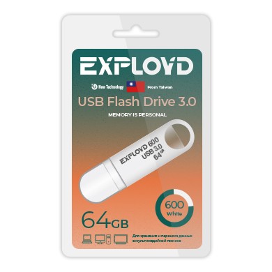 USB флэш-накопитель Exployd 64GB 600 White 3.0