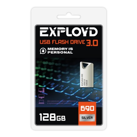 USB флэш-накопитель Exployd 128GB mini металл 690 Silver 3.0