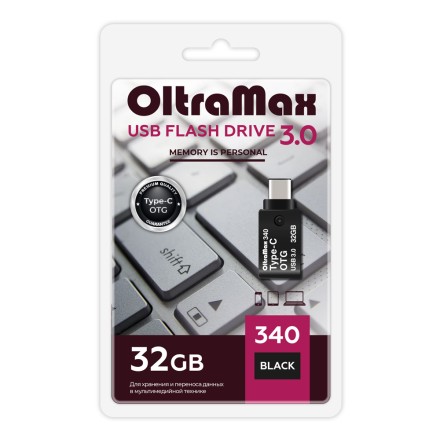 USB флэш-накопитель OltraMax 32GB Type-C OTG 340 Black 3.0