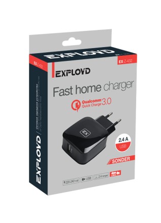 Сетевое ЗУ/Exployd/2.4A/QC3.0/1хUSB/чёрный/SONDER/EX-Z-432
