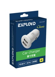 Автомобильное ЗУ/Exployd/3.1A/2.1А+1А/2хUSB/белый/Classic/EX-Z-577
