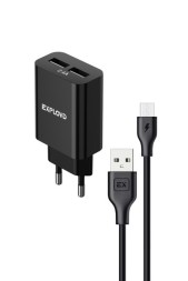 Сетевое ЗУ/Exployd/micro USB/2.4A/2хUSB/чёрный/Easy/EX-Z-1422