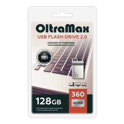 USB флэш-накопитель OltraMax 128GB mini металл 360 Silver 2.0