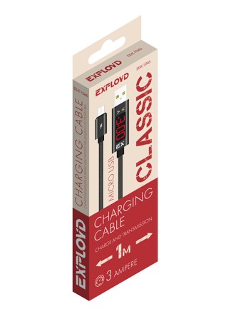 Дата-кабель/Exployd/USB - microUSB/круглый/нейлон/чёрный/1М/3A/Classic/EX-K-1046