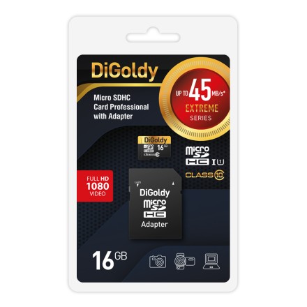 Карта памяти Digoldy 16GB microSDHC Class 10 UHS-1 Extreme 45 MB/s