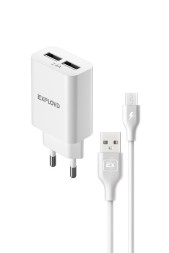 Сетевое ЗУ/Exployd/micro USB/2.4A/2хUSB/белый/Easy/EX-Z-1423