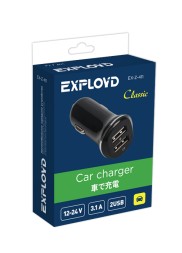 Автомобильное ЗУ/Exployd/3.1A/2.1А+1А/2хUSB/чёрный/Classic/EX-Z-411