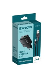 Сетевое ЗУ/Exployd/micro USB/2.4A/2хUSB/чёрный/Easy/EX-Z-1440