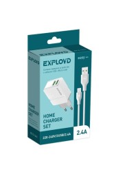Сетевое ЗУ/Exployd/micro USB/2.4A/2хUSB/белый/Easy/EX-Z-1441